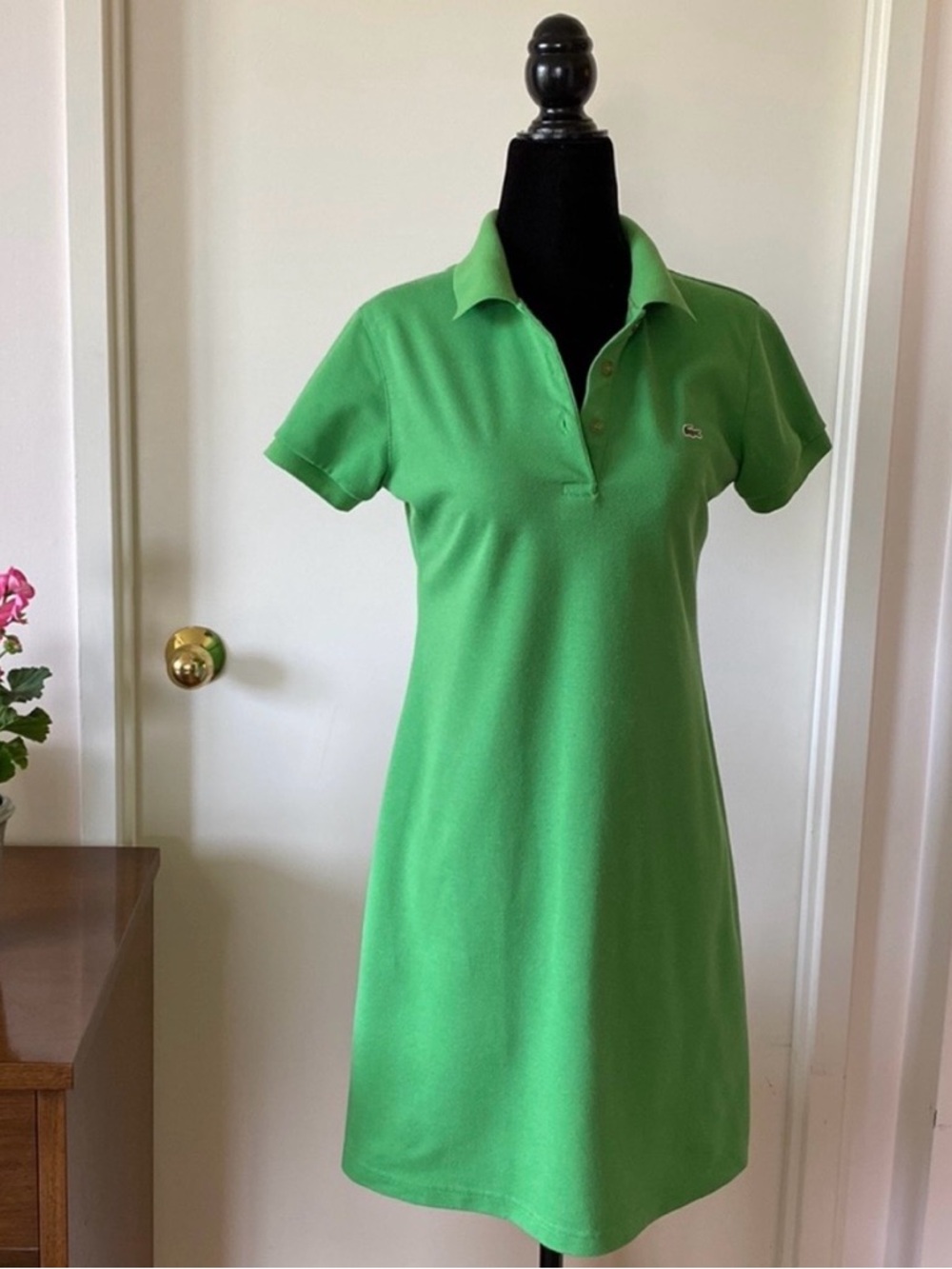 Lacoste Cotton Pique Kelly Green Polo Dress size medium EUC